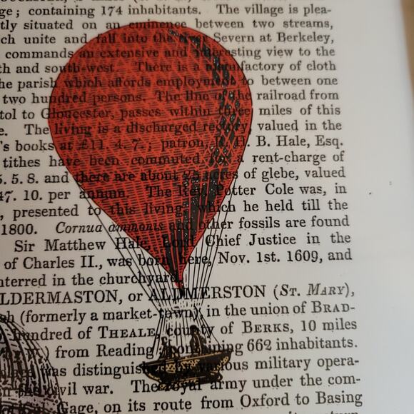 Fab Funky US Capitol DC Red Hot Air Balloons Dictionary Page Print 19 x13 Framed - Picture 4 of 4